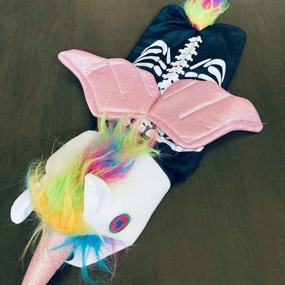 Pet Halloween Unicorn Skeleton Dog Costume